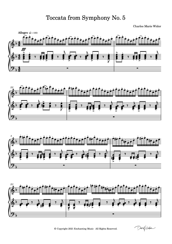 Widor Toccata - Sheet Music for Organ – David Hicken Music