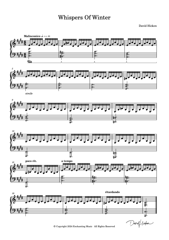 Whispers of Winter – Piano Sheet Music in C sharp minor | Int to