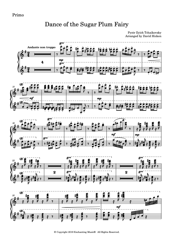 Dance of the Sugar Plum Fairy - Piano Duet