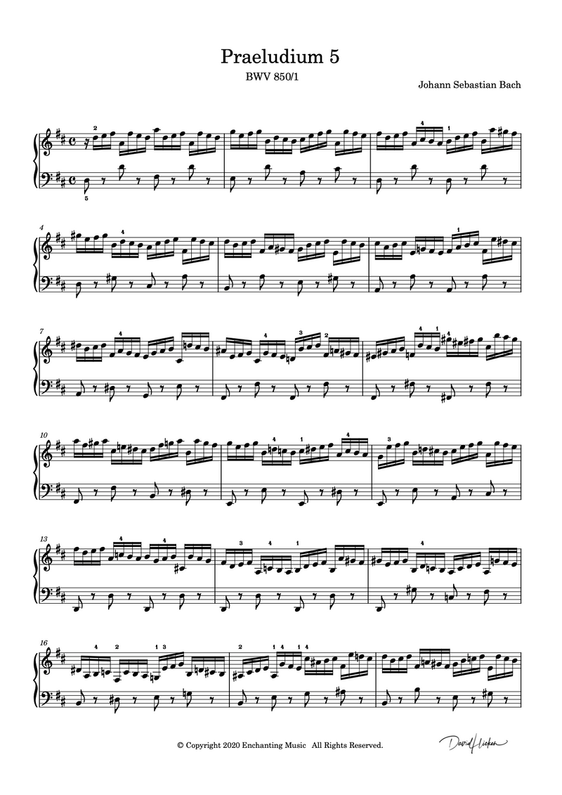 Prelude & Fugue in D Major BWV 850 - J.S. Bach